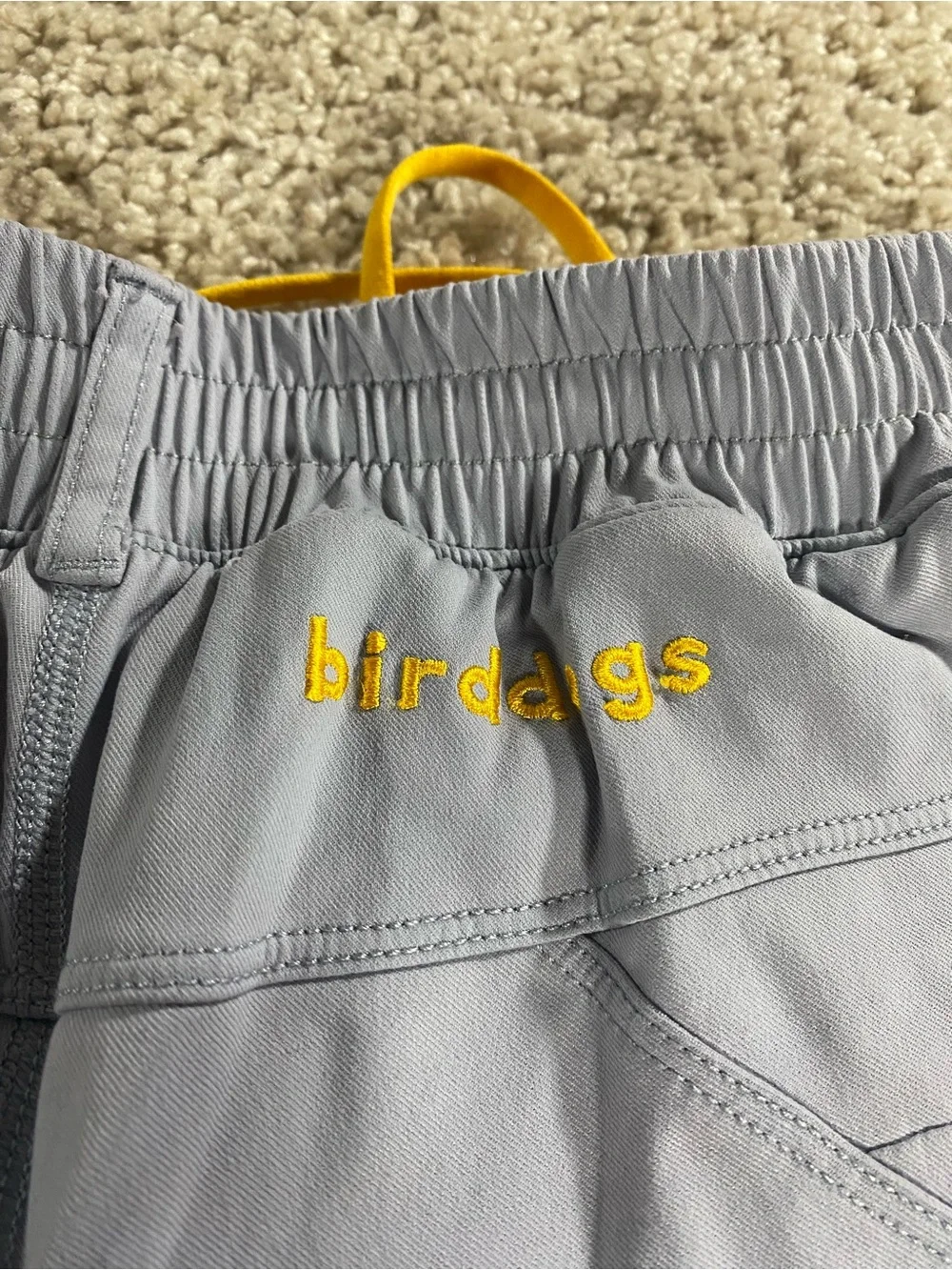 Birddogs Small Forrest Pumps 7” Shorts Light Grey Athletic with Yellow Liner